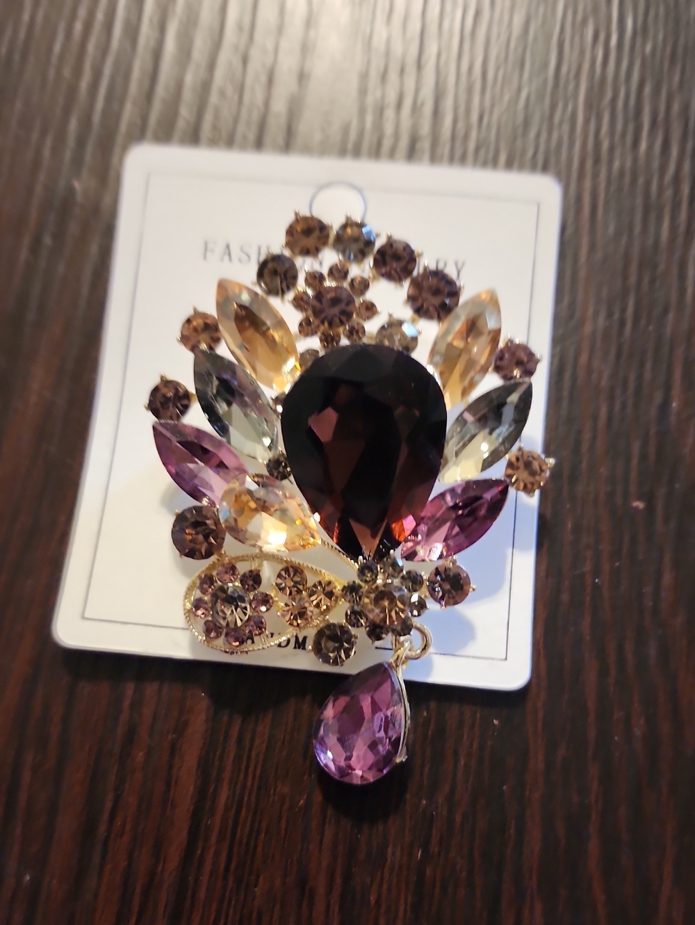 Fashion Jewelry Purple and Gold Statement Brooch